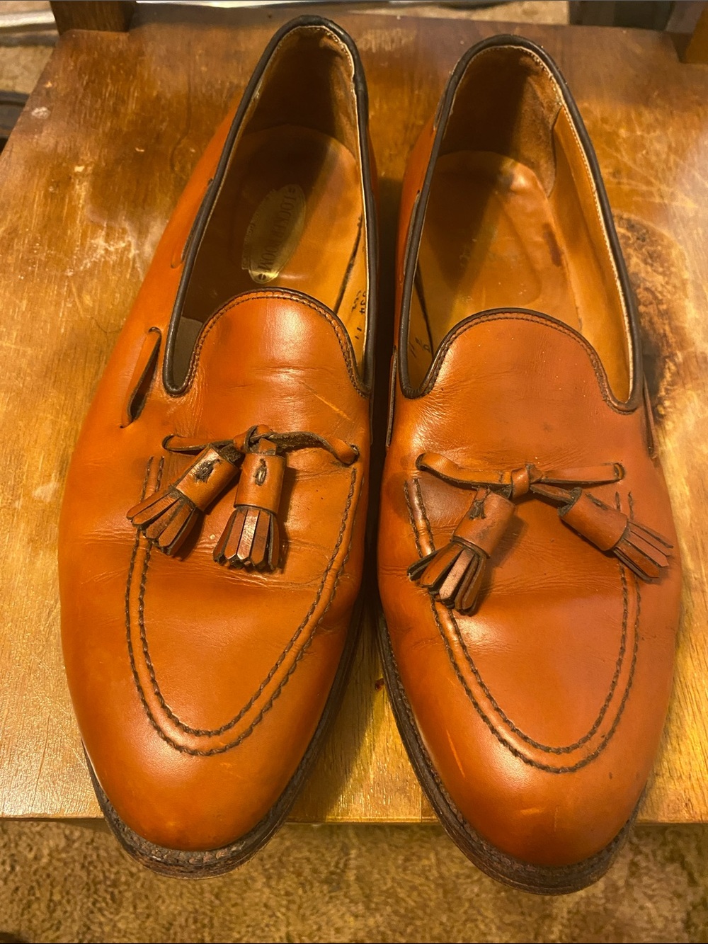 Alden Men's Tassel Loafers in Cognac Brown Leather